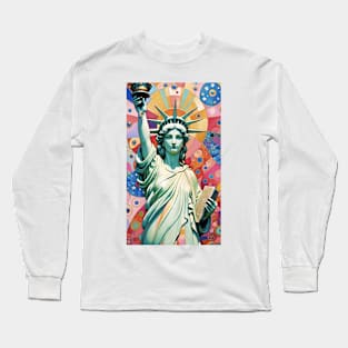 Gustav Klimt's Liberty Illuminated: Inspired Statue of Liberty Long Sleeve T-Shirt